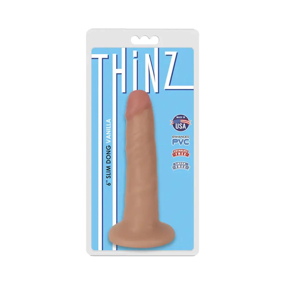 Curve Toys Thinz 6 in. Slim Dildo with Suction Cup Beige by Curve Novelties