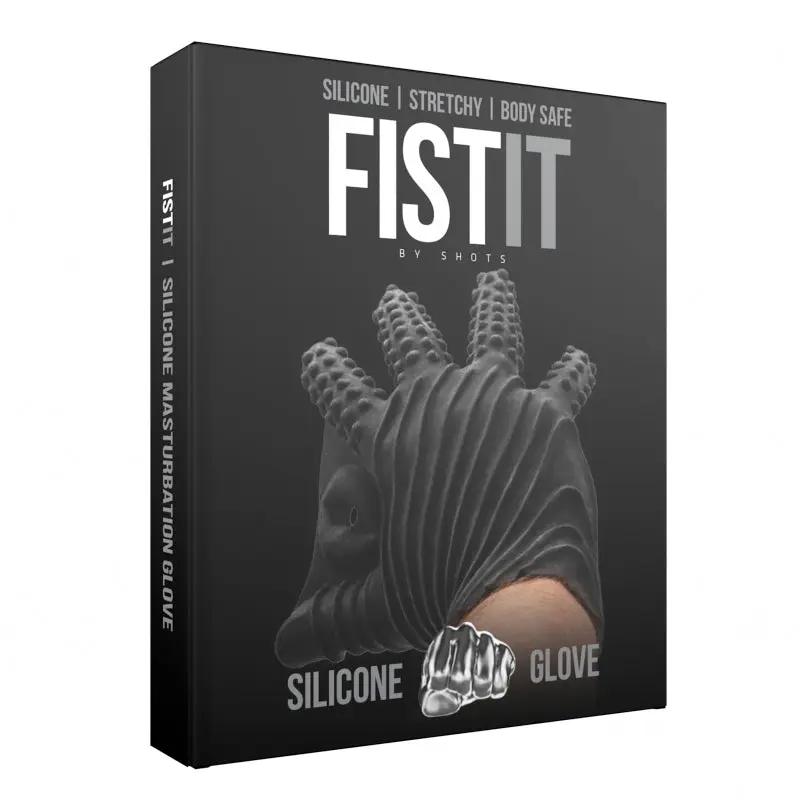 Fist It Silicone Masturbation Glove Black by Shots