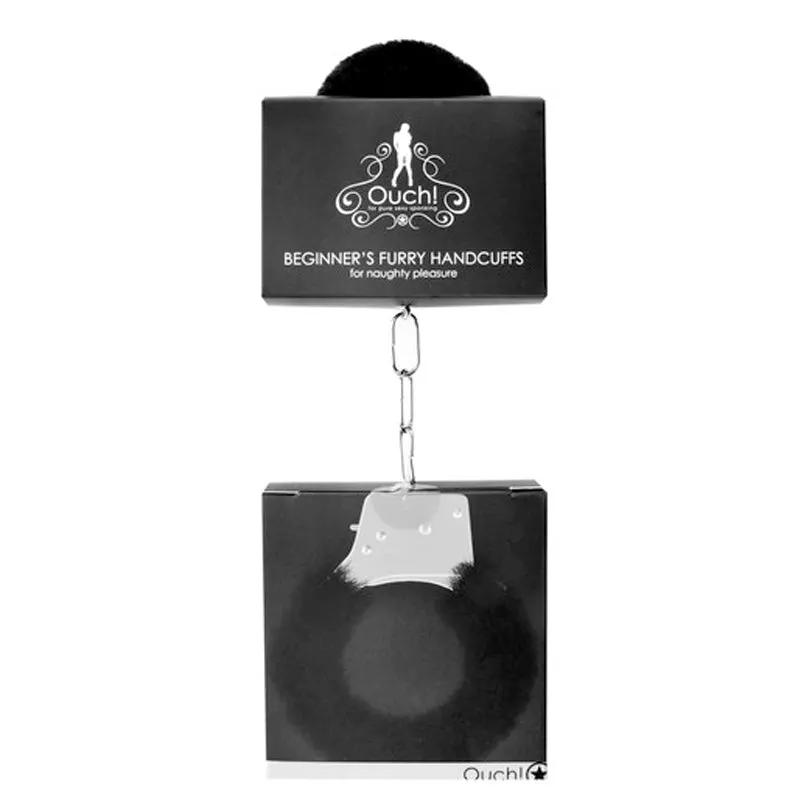 Ouch! Beginner's Furry Handcuffs With Quick-Release Black by Shots