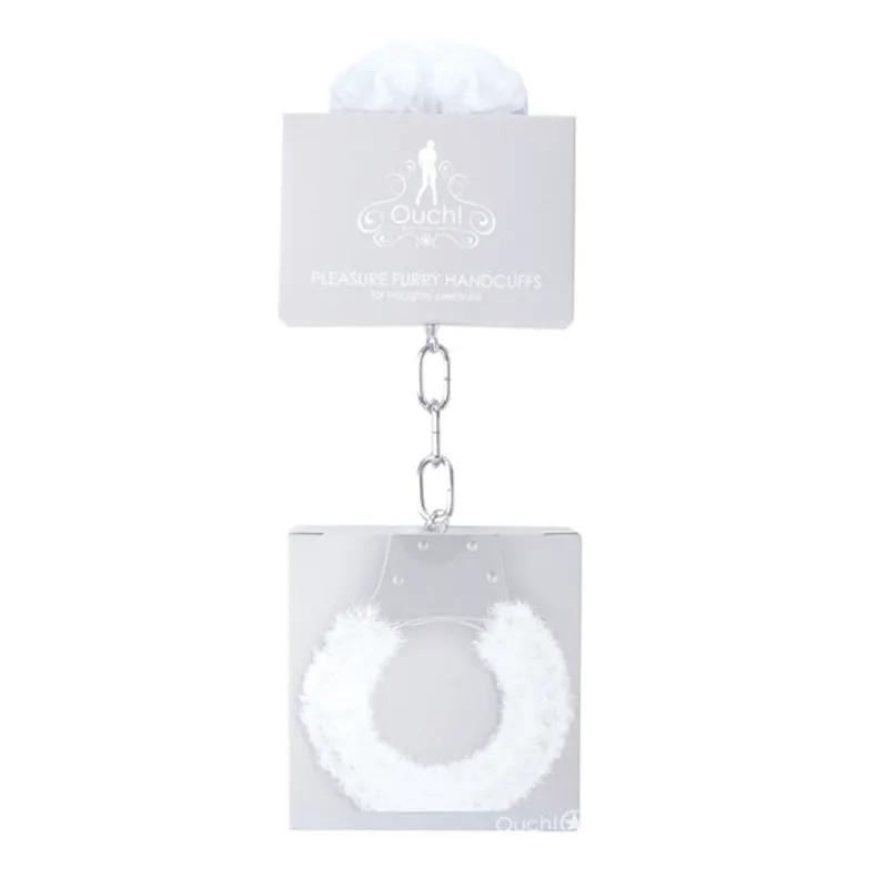 Ouch! Pleasure Furry Handcuffs With Quick-Release White by Shots