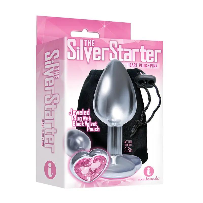 The 9's, The Silver Starter, Bejeweled Heart Stainless Steel Plug, Pink by Icon Brands