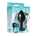 The 9's, The Silver Starter, Bejeweled Anodized Stainless Steel Plug, Aqua by Icon Brands