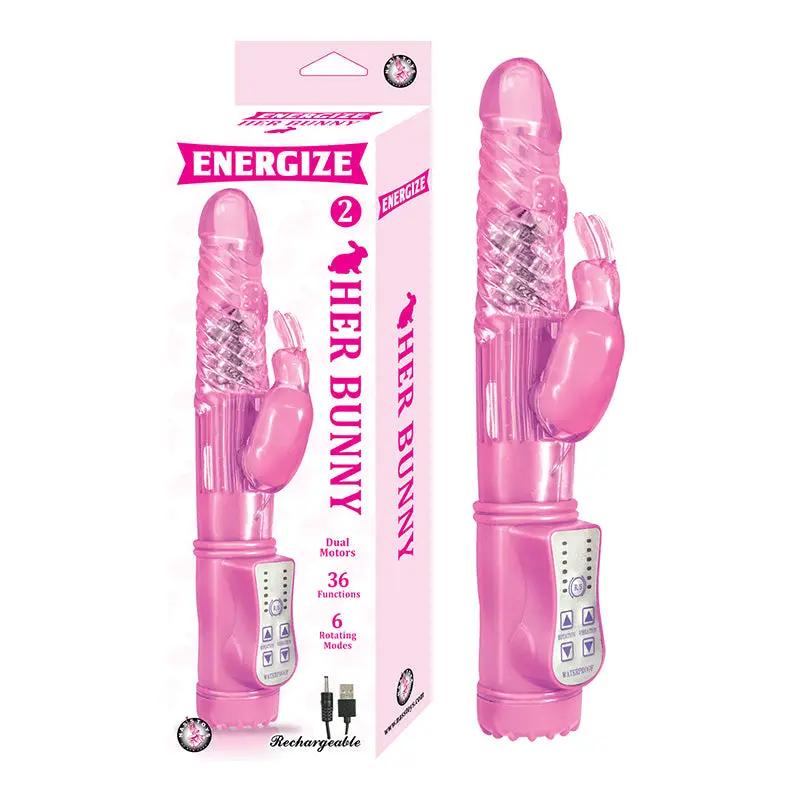 Energize Her Bunny 2 Rechargeable Dual Motors 36 Function 6 Rotation Modes Waterproof Pink by Nasstoys