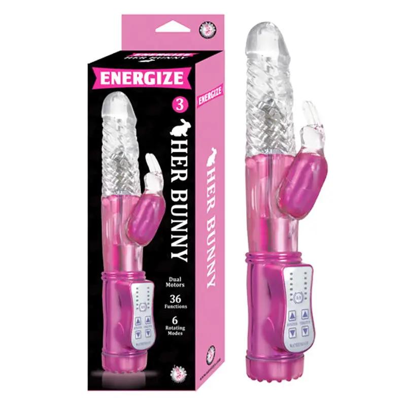 Energize Her Bunny 3 Energize Dual Motors 36 Function 6 Rotation Modes Waterproof Pink by Nasstoys