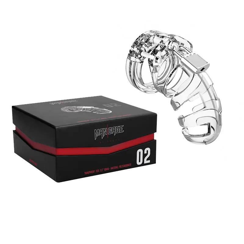 Shots ManCage Model 02 Adjustable 3.5 in. Chastity Cock Cage Clear by Shots