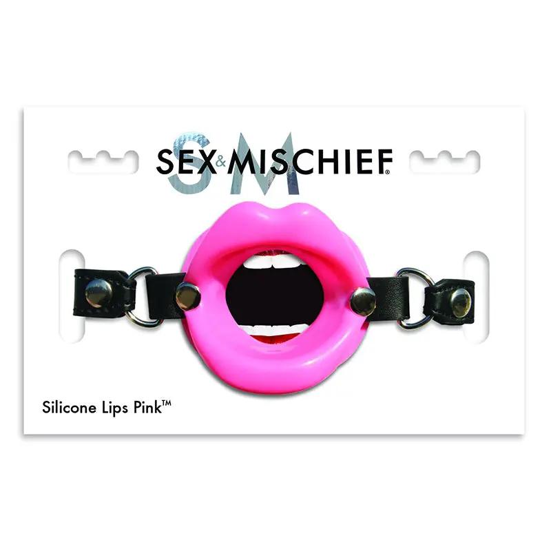 Sportsheets Sex & Mischief Silicone Lips Adjustable Open-Mouth Gag Pink by Sportsheets
