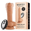 FemmeFunn Vortex Turbo Baller 2.0 8.25 in. Vibrating Rotating Dildo Beige by FemmeFunn