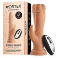 FemmeFunn Vortex Turbo Rabbit 2.0 8 in. Dual Stimulation Vibrating Dildo Beige by FemmeFunn