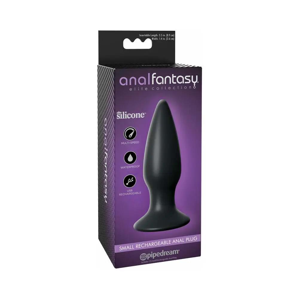 Anal Fantasy Elite Collection Small Rechargeable Vibrating Silicone Anal Plug Black by Pipedream