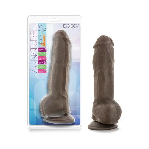 Au Naturel Big Boy 10 in. Posable Dual Density Dildo with Balls Brown by Blush