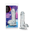 Naturally Yours 6 in. Glitter Cock Realistic Dildo with Balls Sparkling Clear by Blush