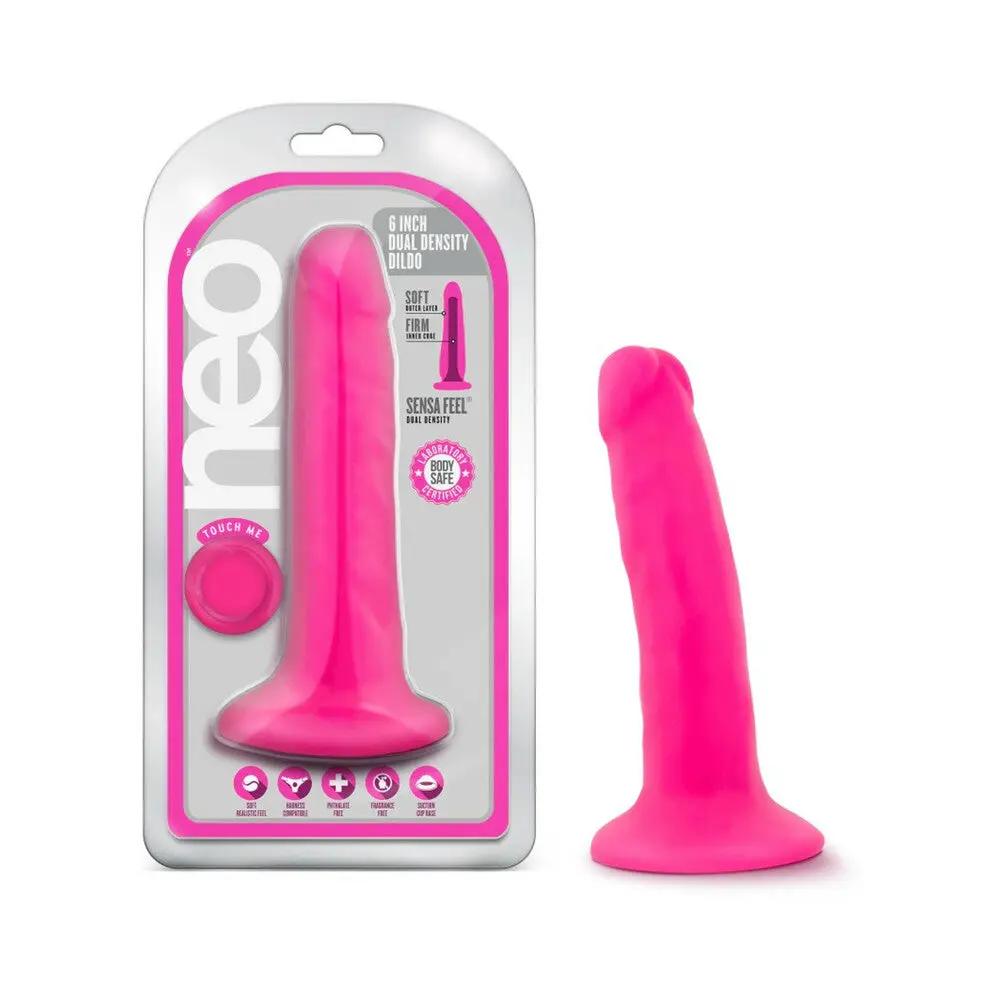 Neo 6 in. Dual Density Dildo Neon Pink by Blush