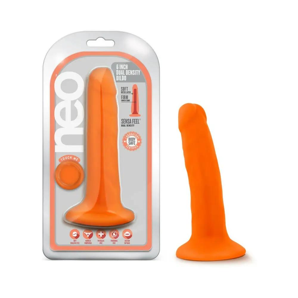 Neo 6 in. Dual Density Dildo Neon Orange by Blush