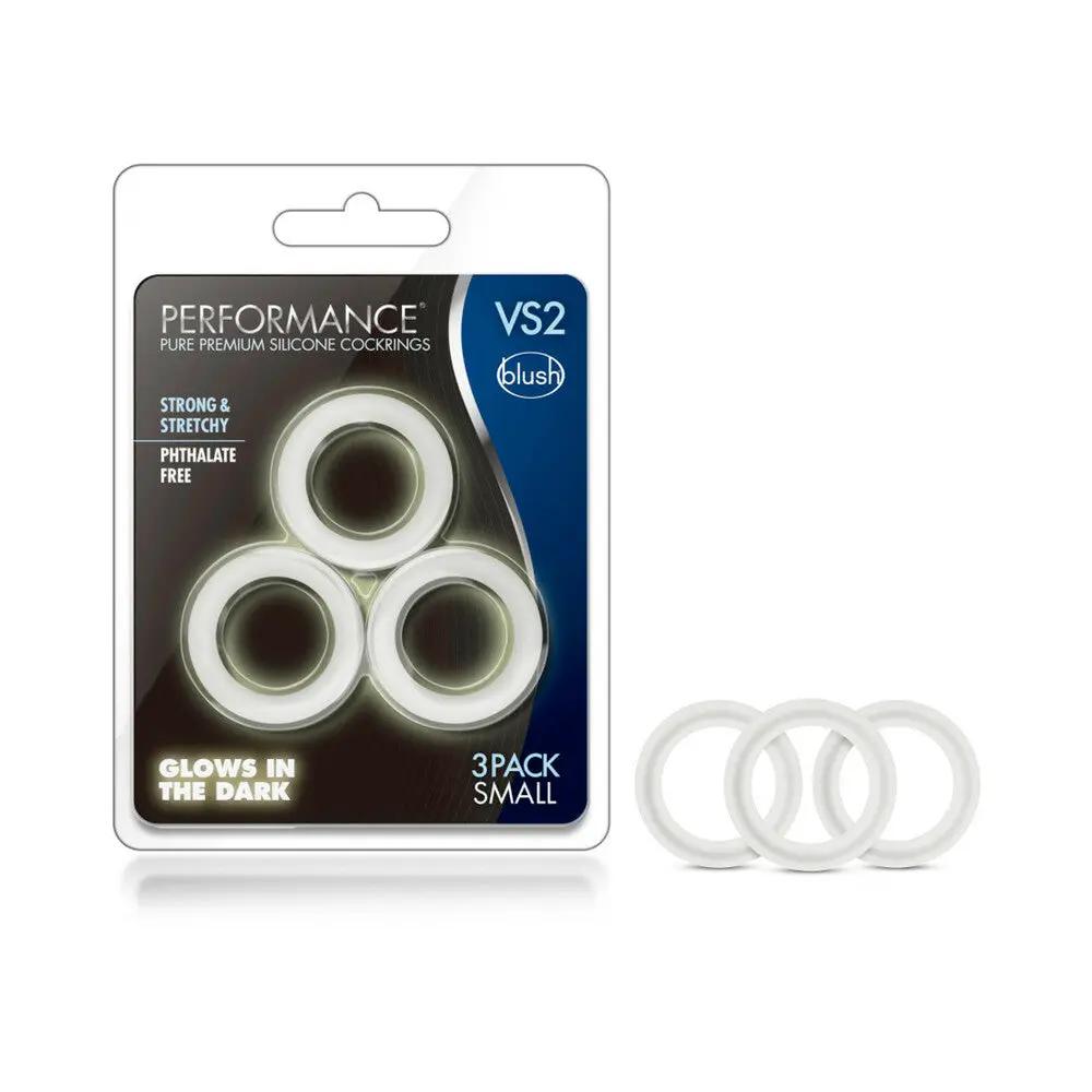 Performance VS2 Pure Premium Silicone Cockrings 3-Pack Small White by Blush