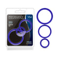 Performance VS4 Pure Premium Silicone Cockrings 3-Pack Set Indigo by Blush