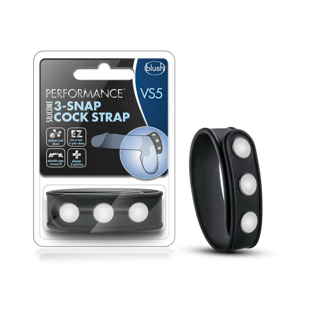 Performance VS5 Silicone 3-Snap Cock Strap Black by Blush