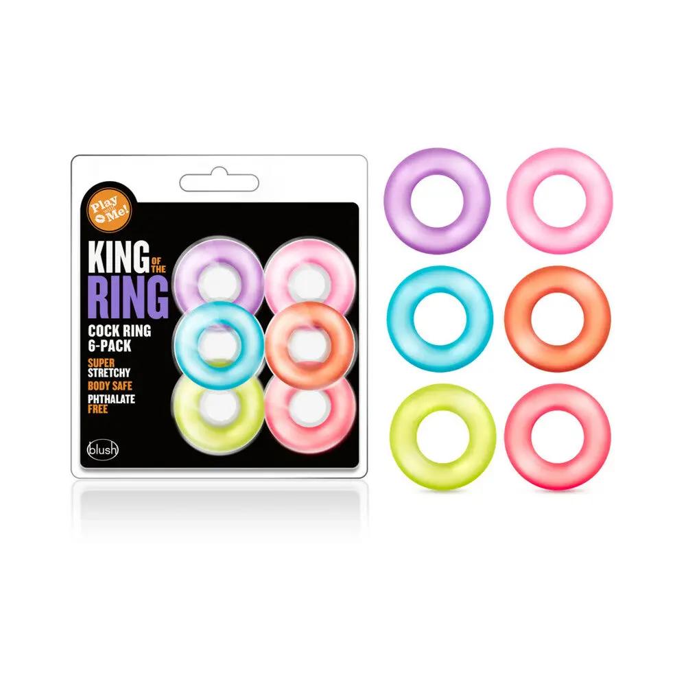 Play with Me King of the Ring Cockring 6-Pack Assorted Colors by Blush