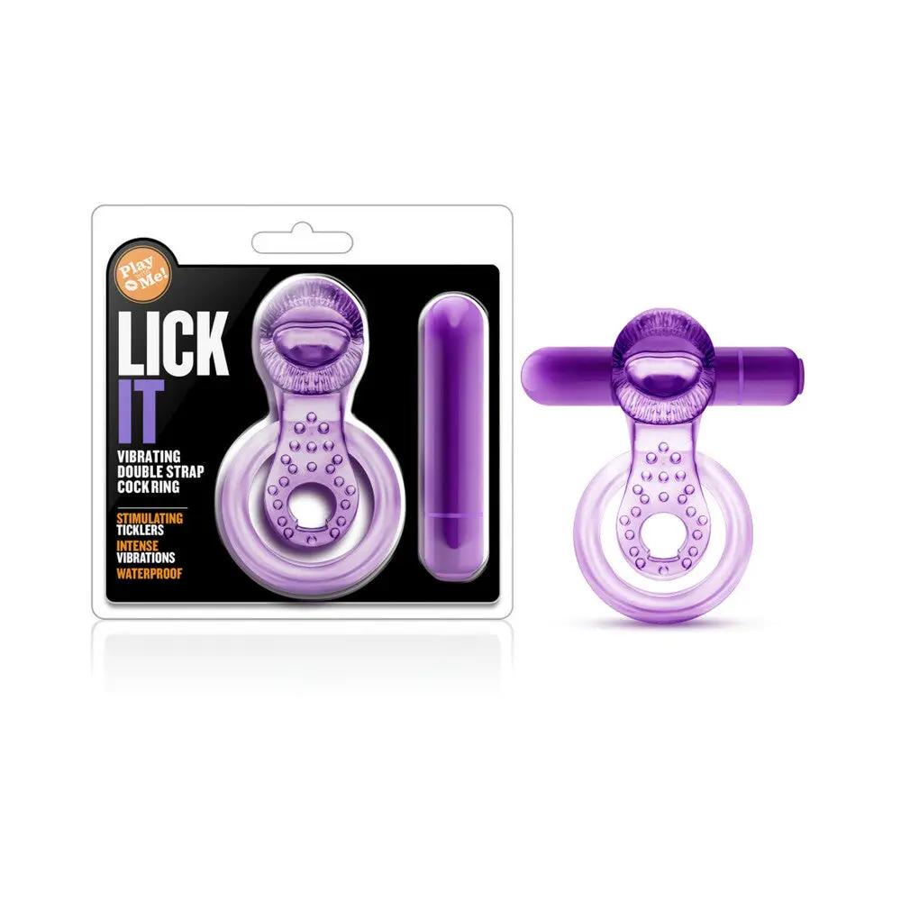 Play with Me Lick It Vibrating Double Strap Cockring Purple by Blush