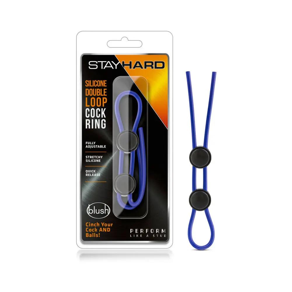 Stay Hard Silicone Double Loop Lasso/Bolo Cockring Blue by Blush