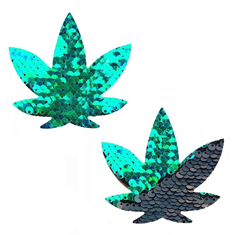 Neva Nude Pasty Pot Leaf Sequin Green To Black by Neva Nude