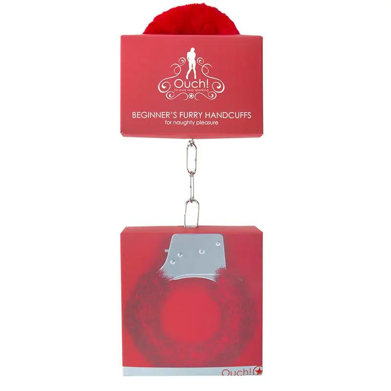 Ouch! Beginner's Furry Handcuffs With Quick-Release Red by Shots