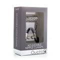 Ouch! Adjustable Metal Nipple Clamps With Chain Silver by Shots