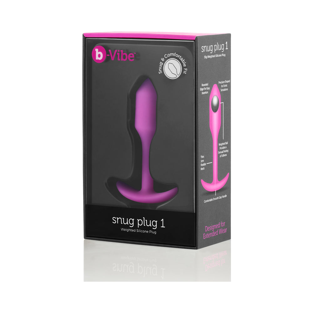 b-Vibe Snug Plug 1 Weighted Silicone Anal Plug Fuchsia by b-Vibe