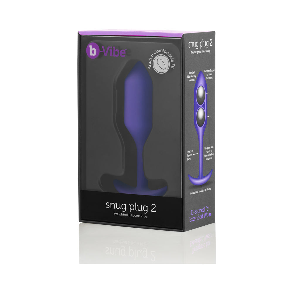 b-Vibe Snug Plug 2 Weighted Silicone Anal Plug Purple by b-Vibe