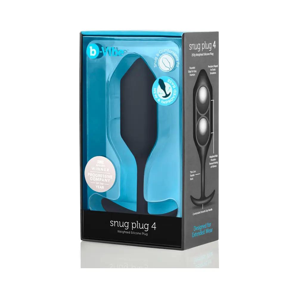 b-Vibe Snug Plug 4 Weighted Silicone Anal Plug Black by b-Vibe