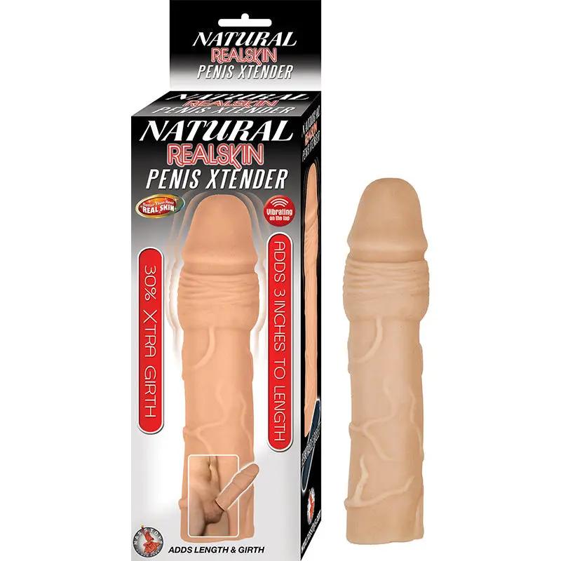 Natural Realskin Penis Xtender With Removable Bullet Waterproof Flesh by Nasstoys