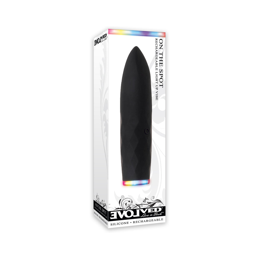 Evolved On The Spot Light-Up Rechargeable Silicone Bullet Vibrator Black by Evolved