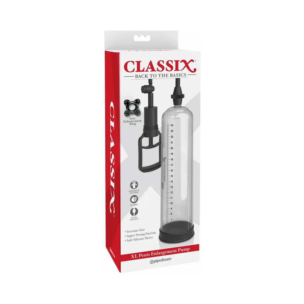 Classix XL Penis Enlargement Pump Clear/Black by Pipedream
