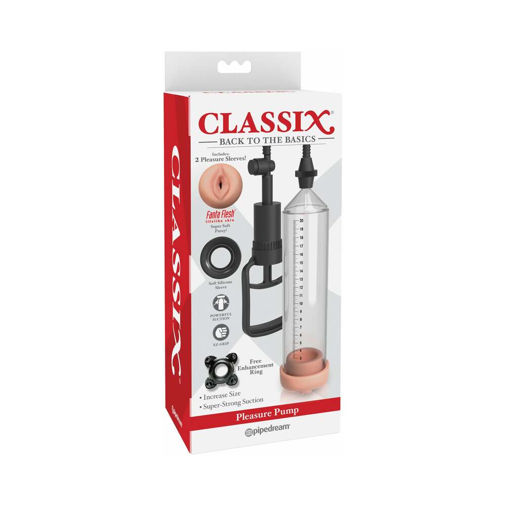 Classix Pleasure Pump With Interchangeable Sleeves Clear/Beige/Black