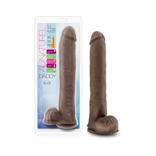 Au Naturel Daddy 14 in. Posable Dual Density Dildo with Balls Brown by Blush