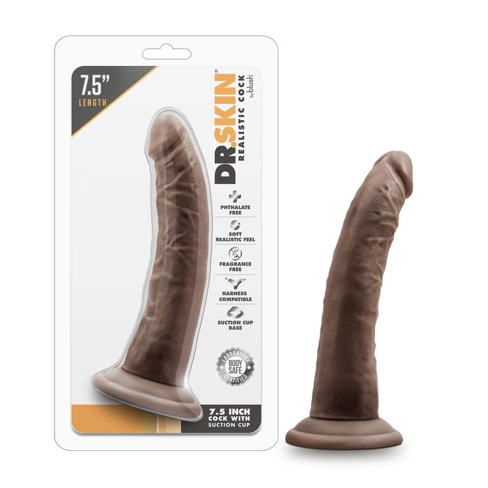 Dr. Skin Realistic 7.5 in. Dildo Brown by Blush