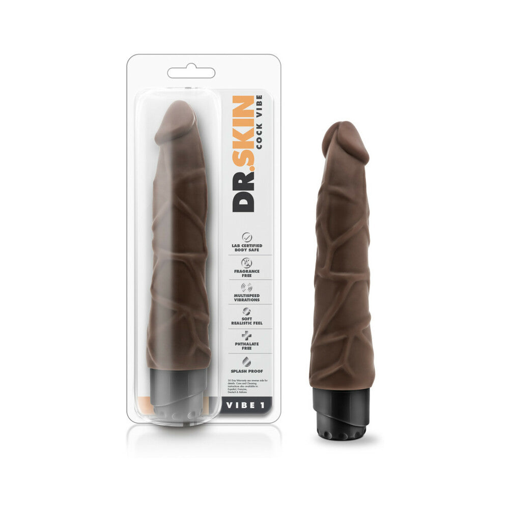Dr. Skin Cock Vibe 1 Realistic 9 in. Vibrating Dildo Brown by Blush