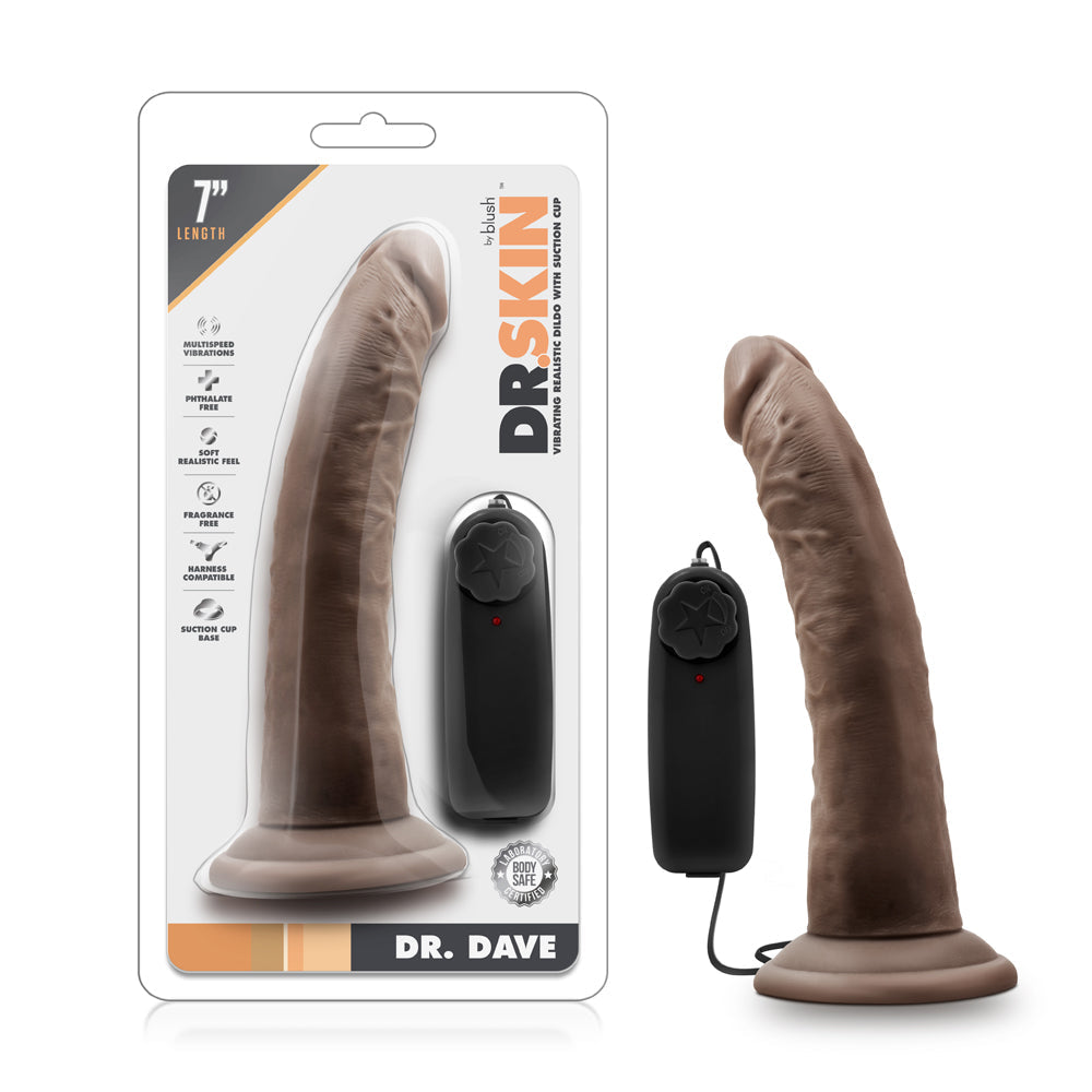Dr. Skin Dr. Dave Realistic 7 in. Vibrating Dildo Brown by Blush