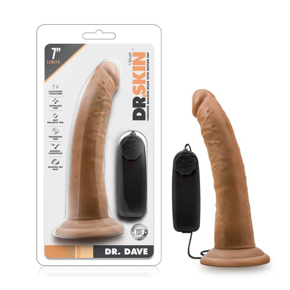 Dr. Skin Dr. Dave Realistic 7 in. Vibrating Dildo Tan by Blush