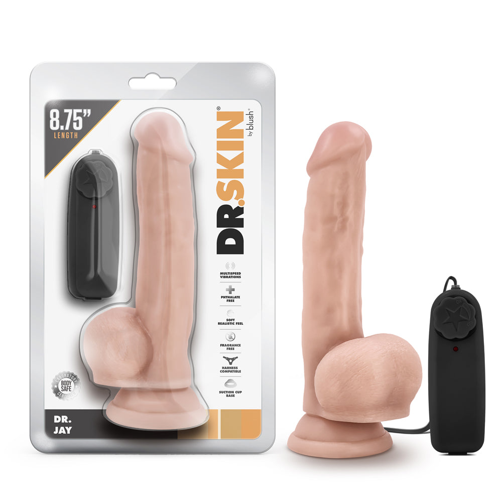 Dr. Skin Dr. Jay Realistic 8.75 in. Vibrating Dildo with Balls Beige by Blush