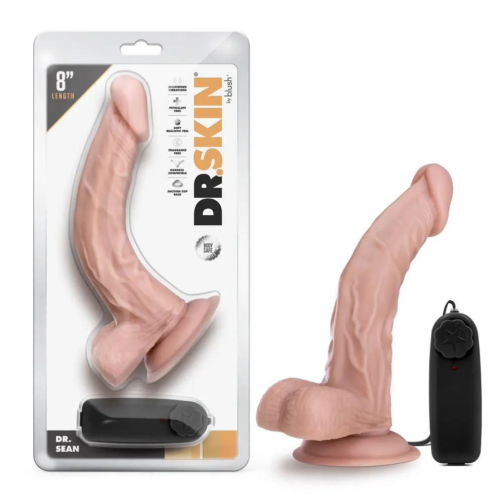 Dr. Skin Dr. Sean Realistic 8 in. Vibrating Dildo with Balls Beige by Blush