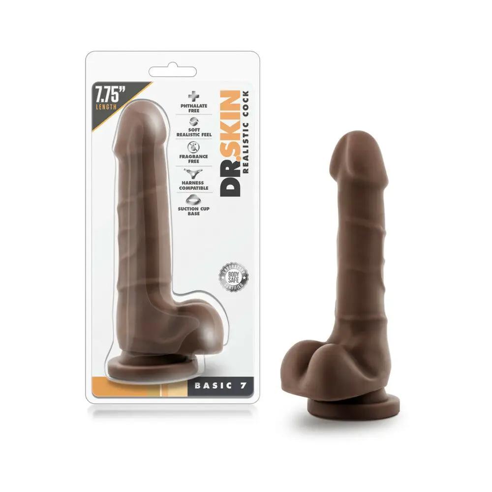 Dr. Skin Basic 7 Realistic 7.75 in. Dildo with Balls Brown by Blush