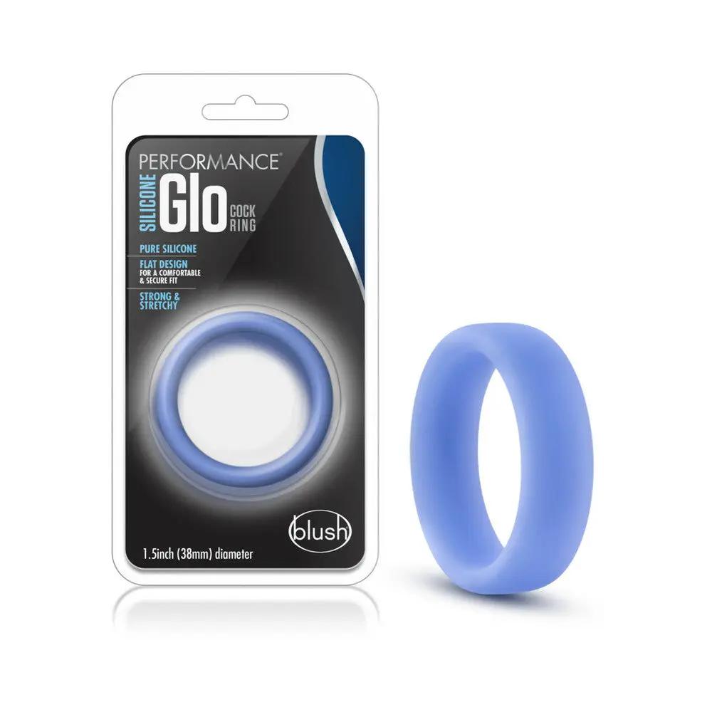 Performance Silicone Glo Cock Ring Blue Glow by Blush