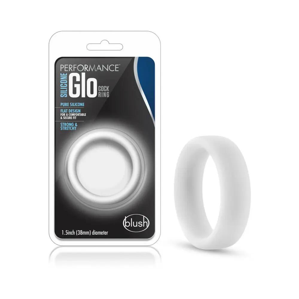 Performance Silicone Glo Cock Ring White Glow by Blush