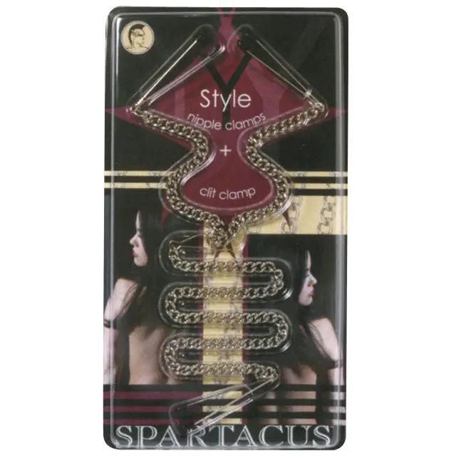 Tweezer Y Clamp Set Nipple And Clit Clamps by Spartacus