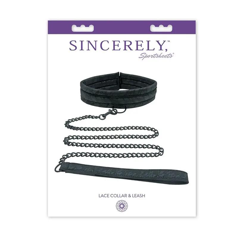 Sincerely, Sportsheets Lace Adjustable Collar & Leash Black by Sportsheets