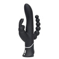 Happy Rabbit Triple Rechargeable Silicone Dual-Entry Rabbit Vibrator Black by Happy Rabbit