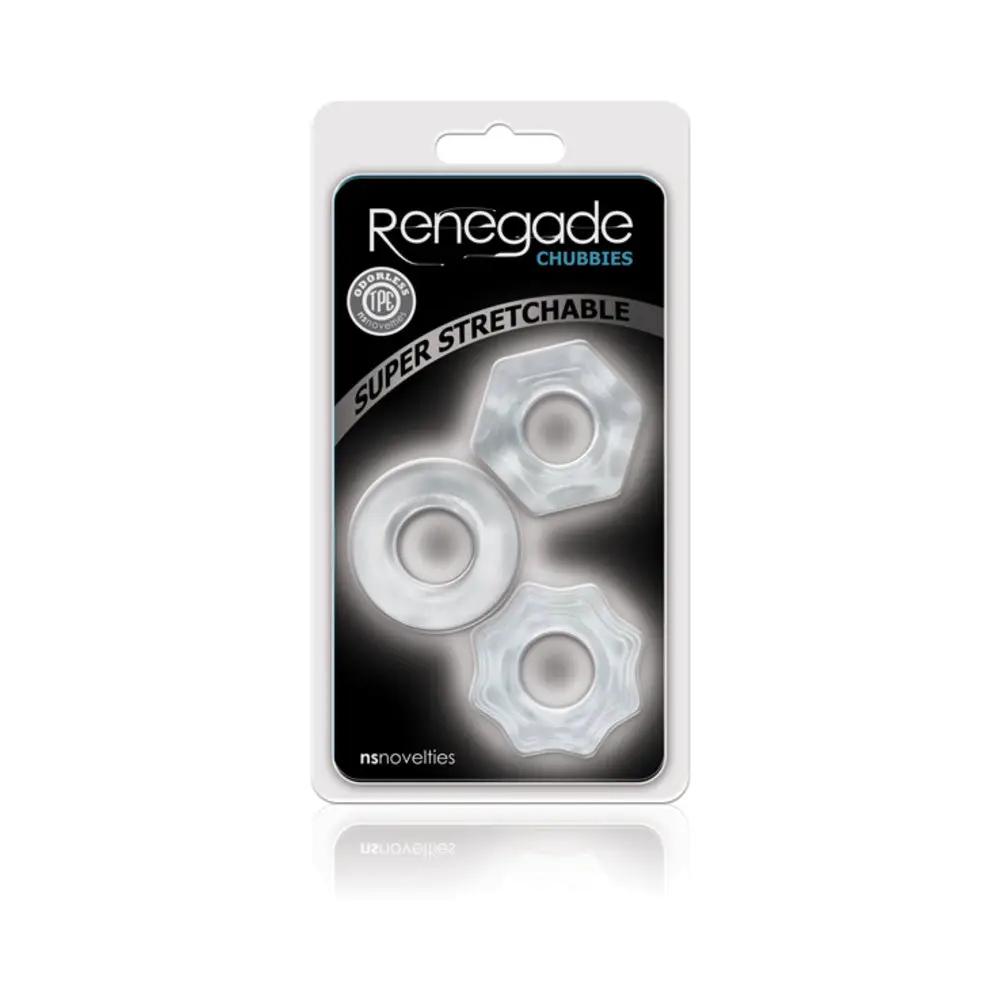 Renegade Chubbies Cock Rings 3-Pack Clear by NS Novelties
