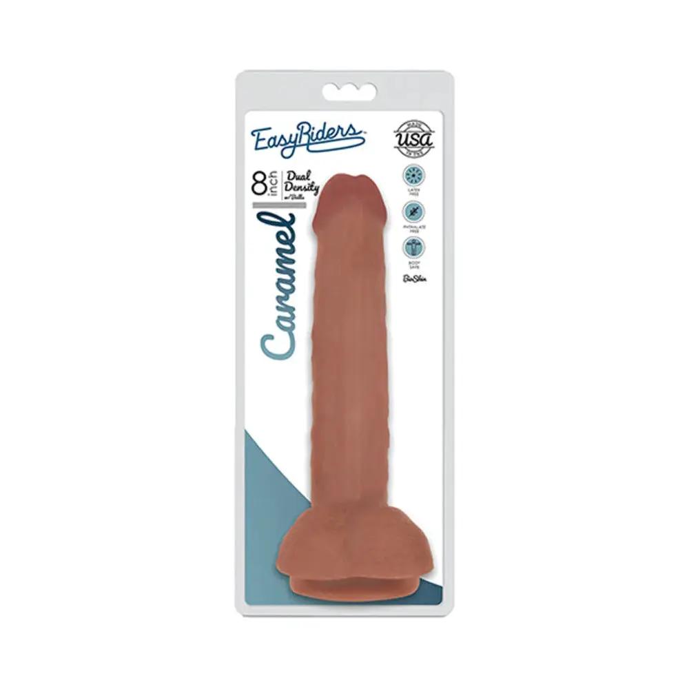 Curve Toys Easy Riders 8 in. Dual Density Dildo with Balls & Suction Cup Tan by Curve Novelties