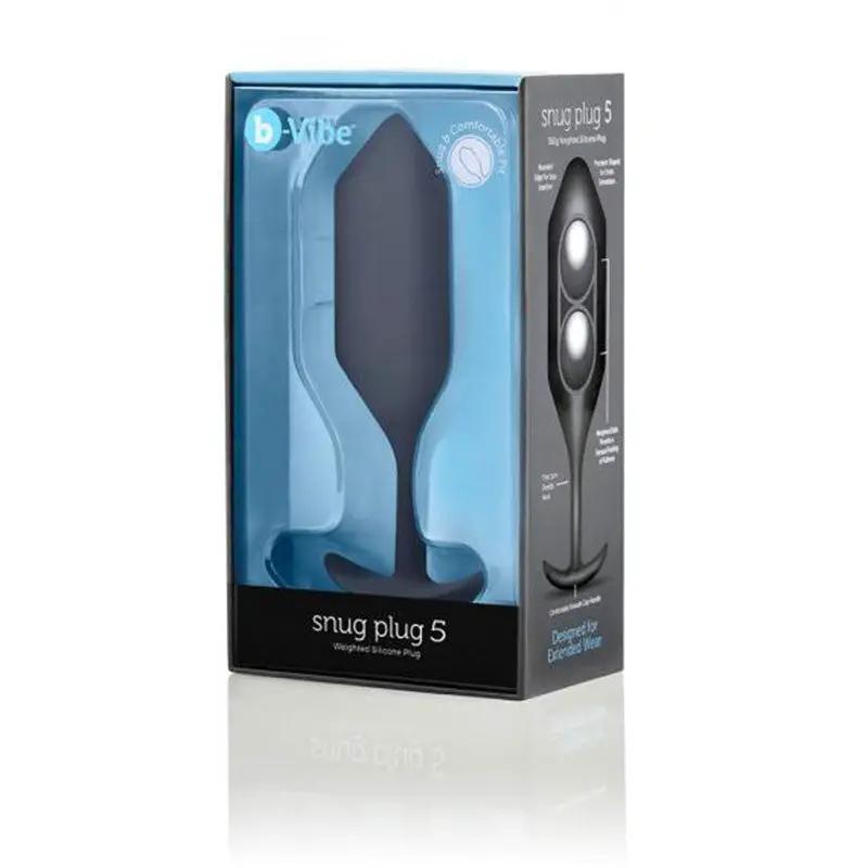 b-Vibe Snug Plug 5 Weighted Silicone Anal Plug Black by b-Vibe