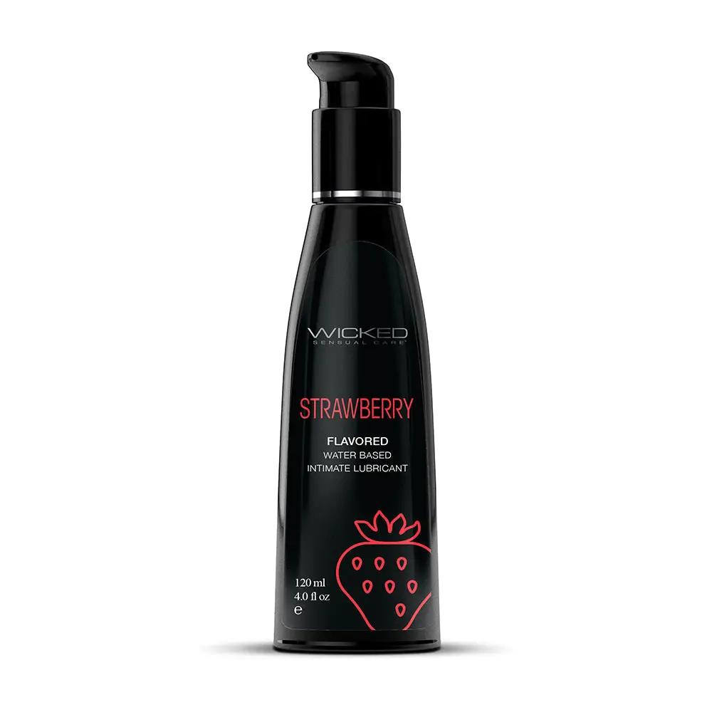 Wicked Aqua Strawberry Water-Based Lubricant 4 oz. by Wicked